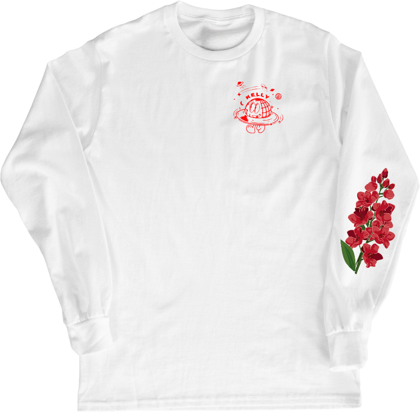 White Unisex Long-Sleeve - Rose